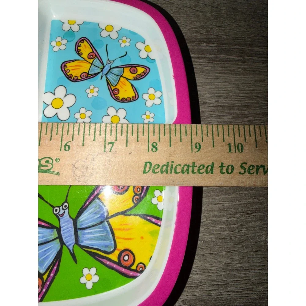 Emily Green Thunder Group Butterfly Melamine Divided Tray Pink Kids Plate 2010
